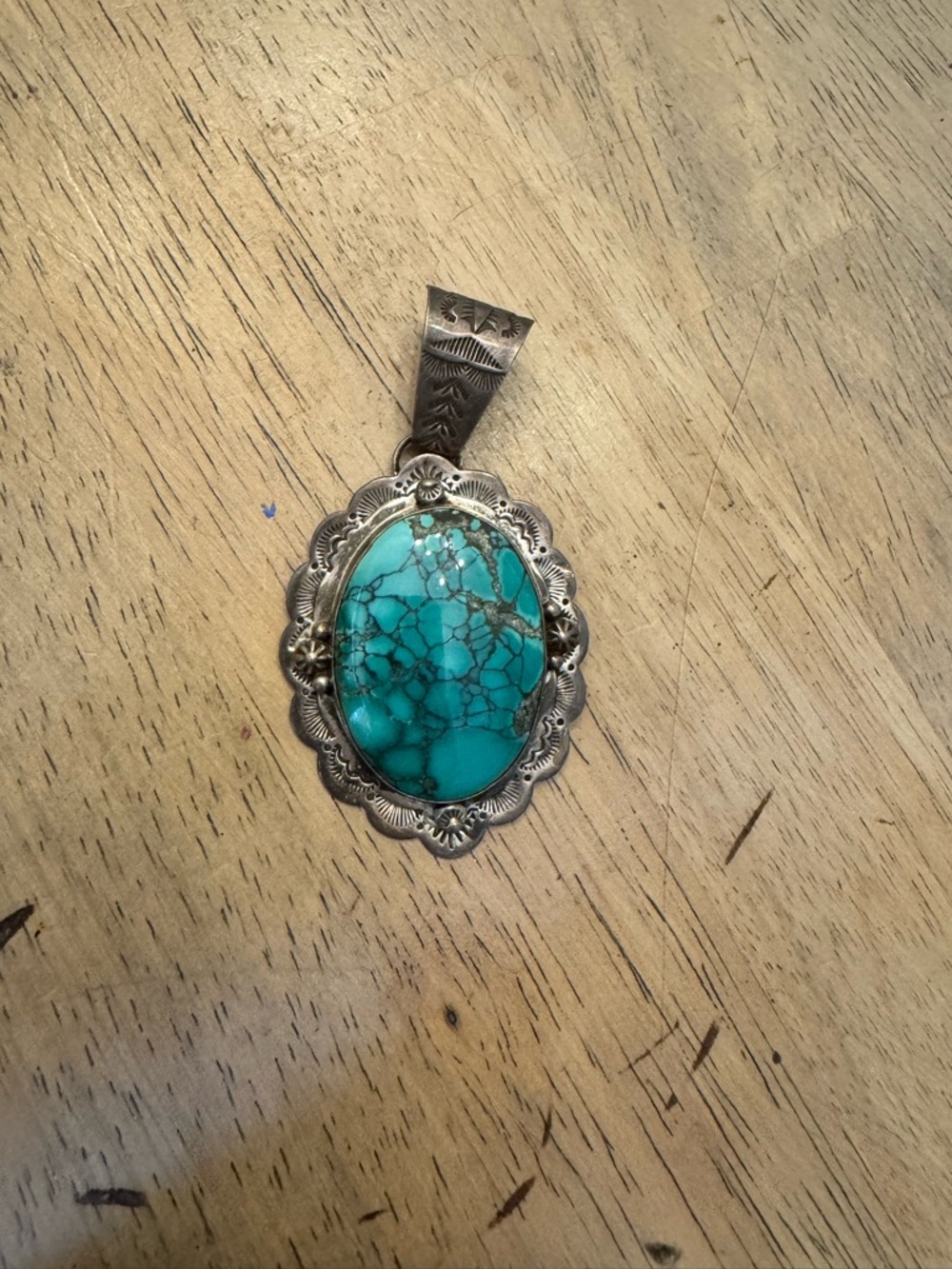 Vintage Navajo Silver and Turquoise Pendant